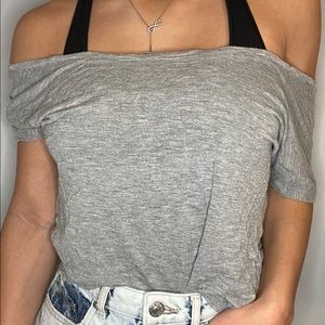 Grey off the shoulder shirt